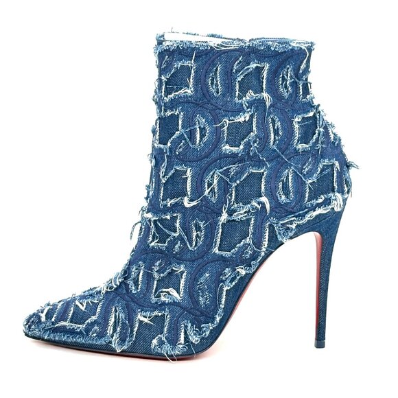 Christian Louboutin SO KATE BOOTY 100 Denim Ankle Bootie Boots Heels - Picture 5 of 16